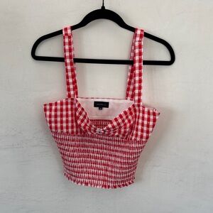 Majorelle Gingham Smocked Crop Tank Top